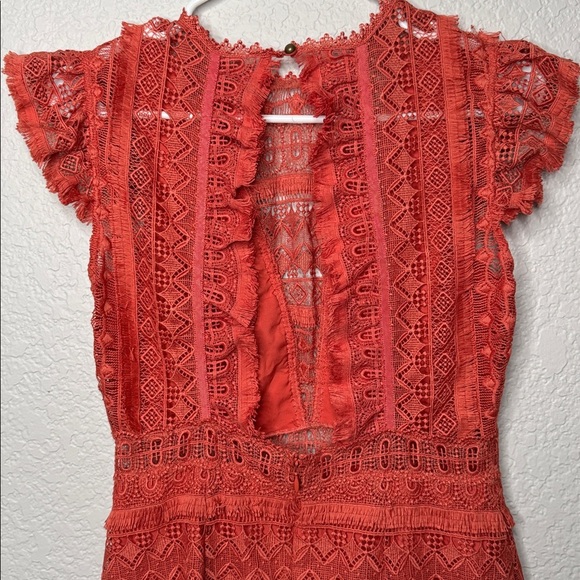 SAYLOR Carlotta Open Back Lace Mini Dress Medium Coquette - Picture 6 of 8